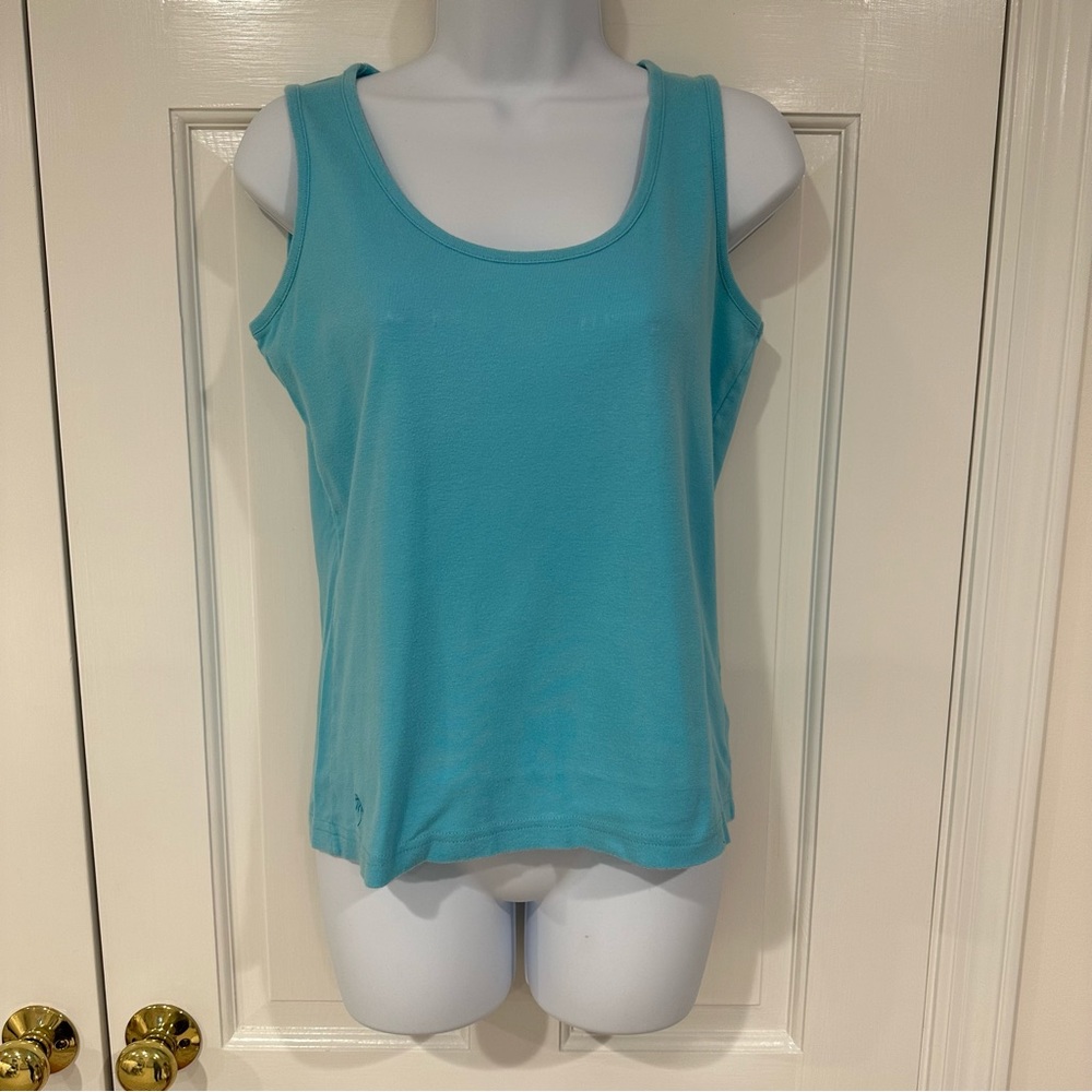 Lilly Pulitzer women’s 100% cotton teal blue aqua tank top size Medium